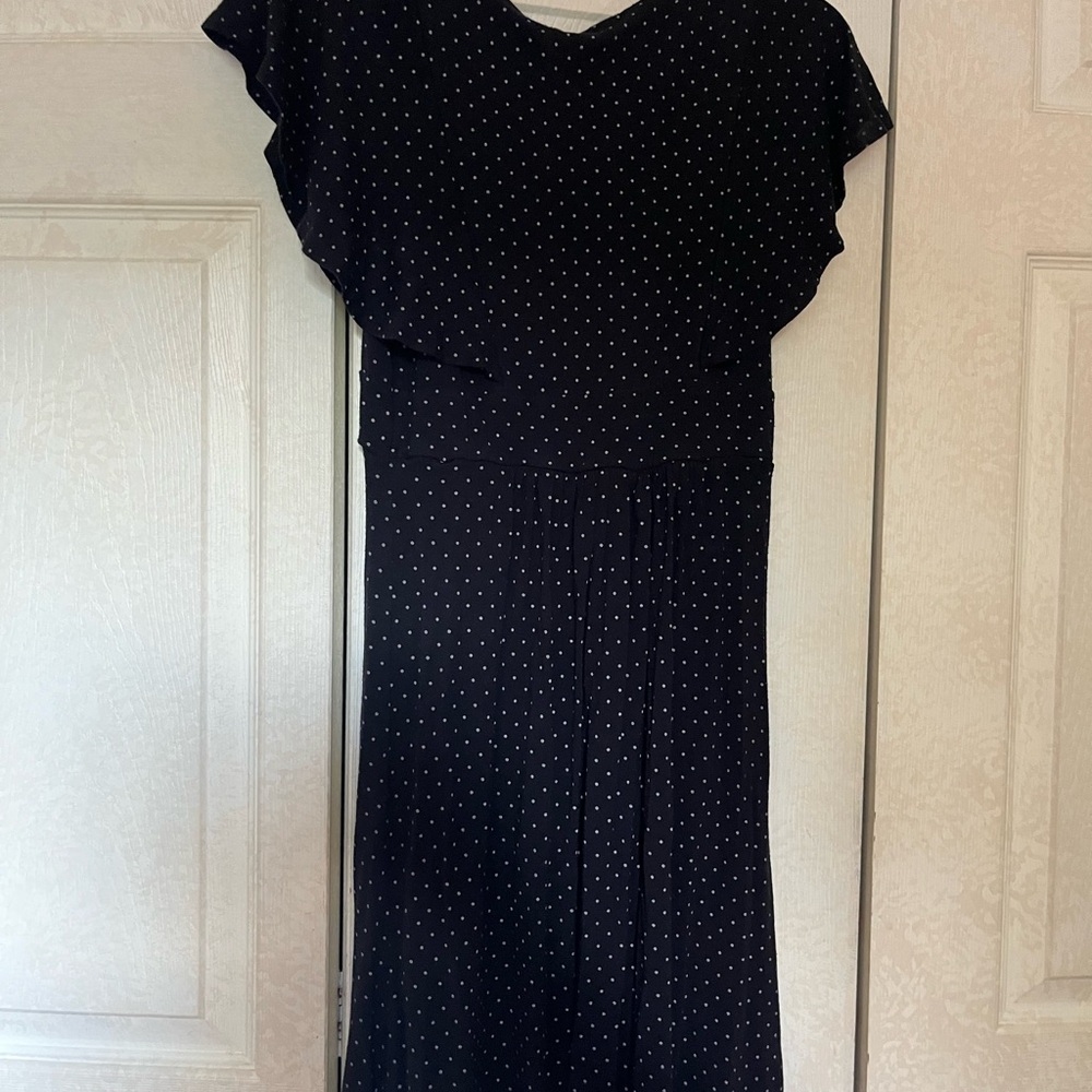 GAP Black Midi Dress with White Dots